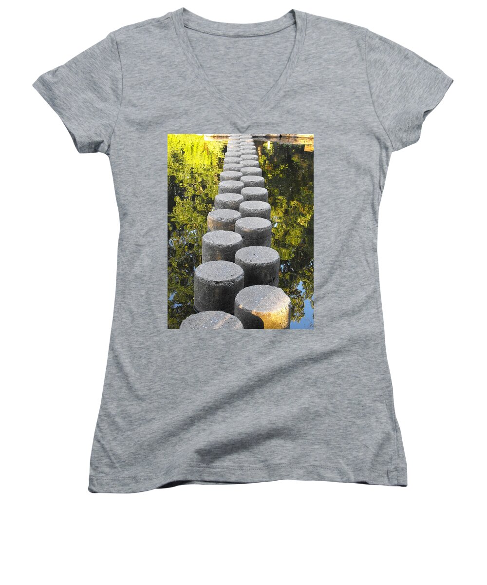 Zen Women's V-Neck featuring the photograph Blissful Path of Tranquility by Michael Oceanofwisdom Bidwell