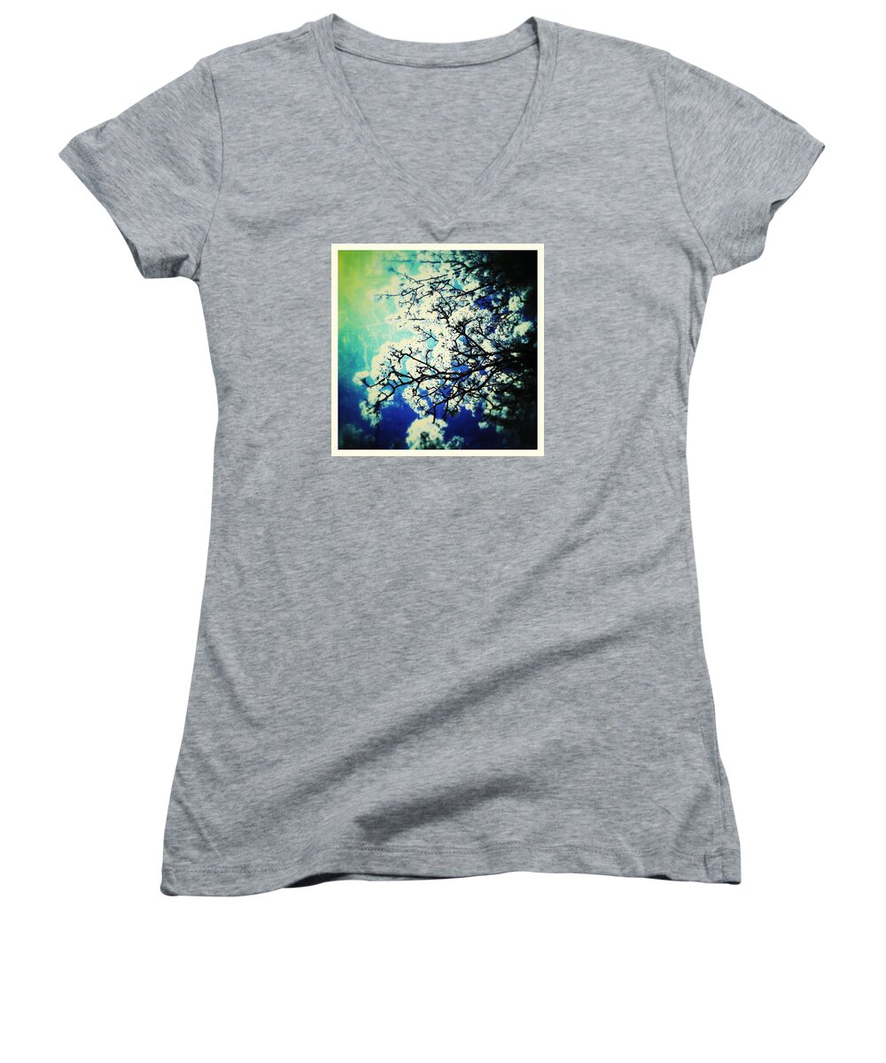 Spiritual Women's V-Neck featuring the photograph Blossoming by Christine Paris