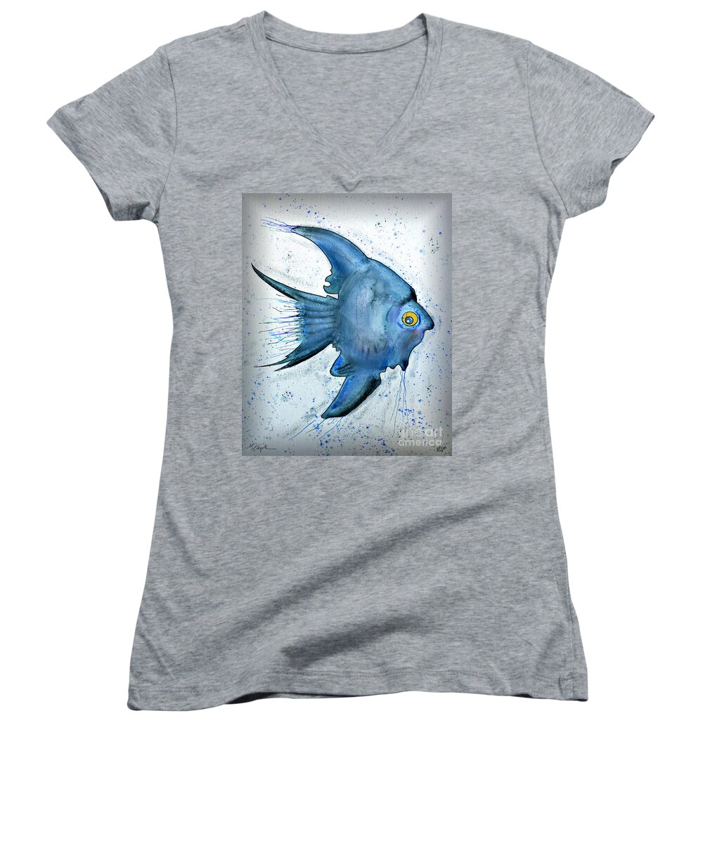  Women's V-Neck featuring the photograph Blue Fish by Walt Foegelle