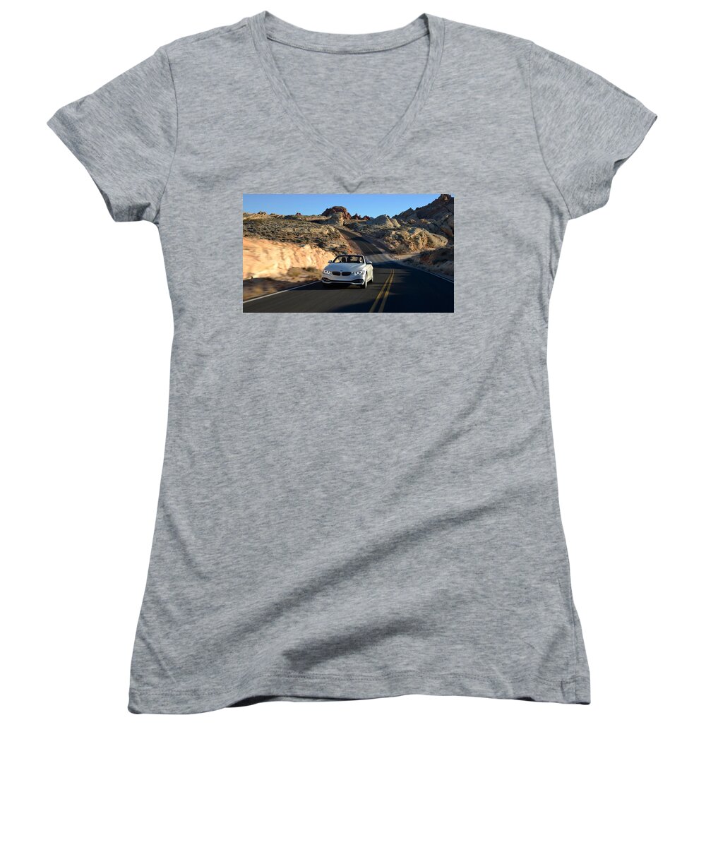 Bmw 4 Series Cabrio Women's V-Neck featuring the digital art BMW 4 Series Cabrio by Maye Loeser