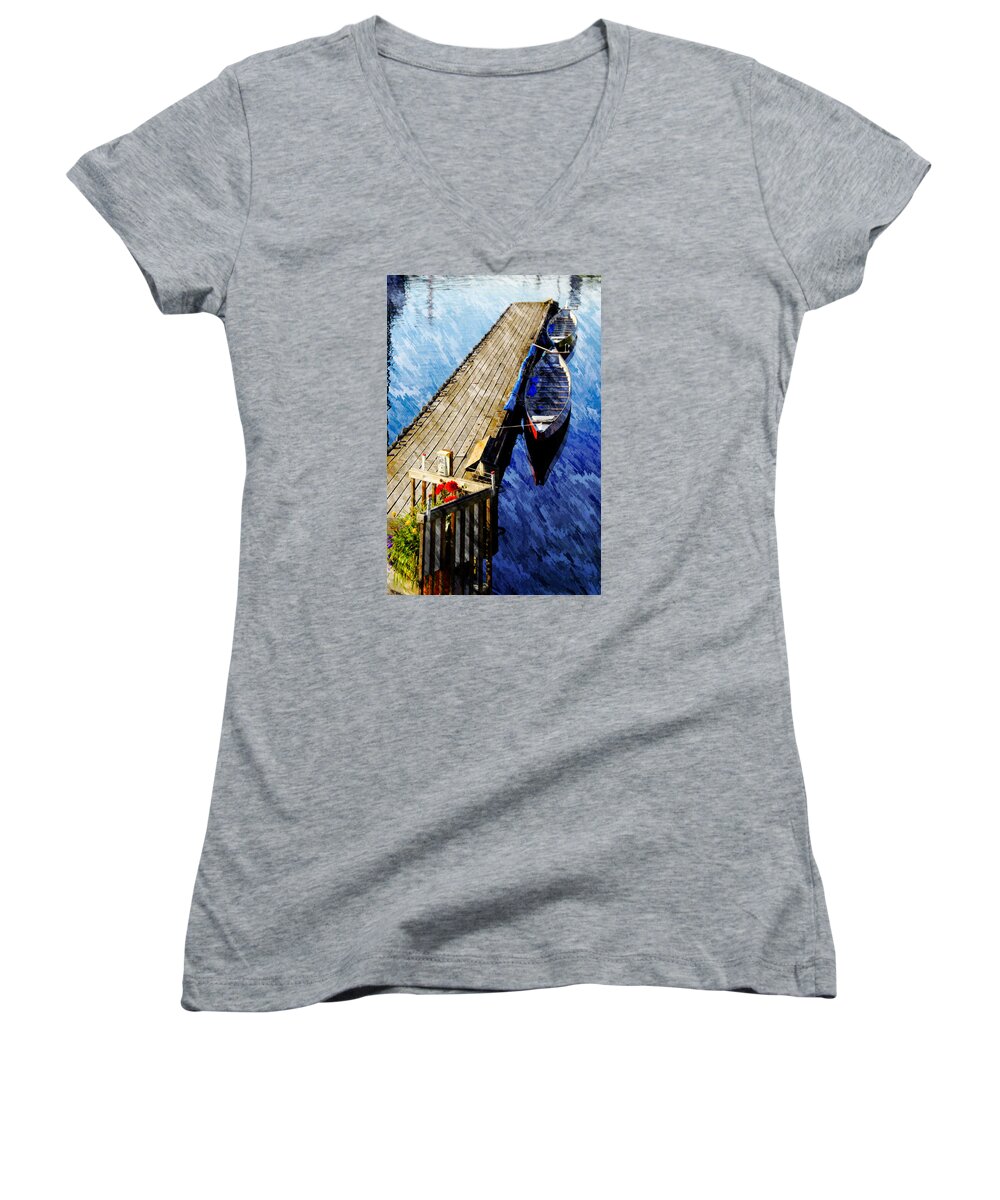 Boats Women's V-Neck featuring the photograph Boats at Rest by Bill Howard