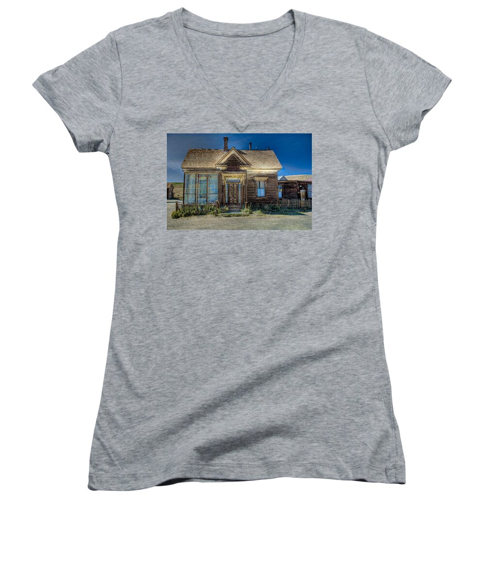 Bodie Women's V-Neck featuring the photograph Bodie House by Greg Nyquist
