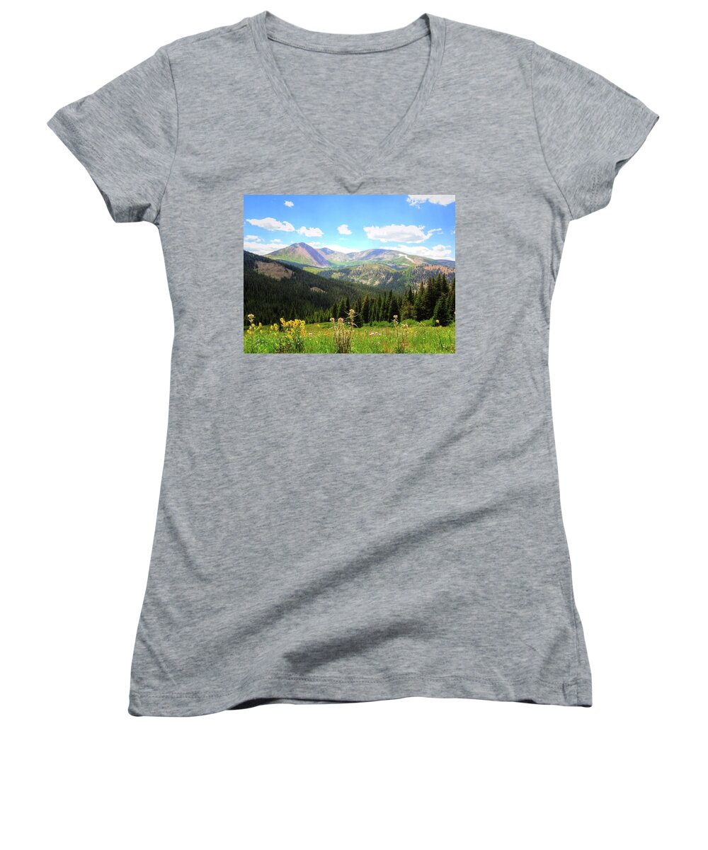 Boreas Women's V-Neck featuring the photograph Boreas Pass Colorado by Lanita Williams