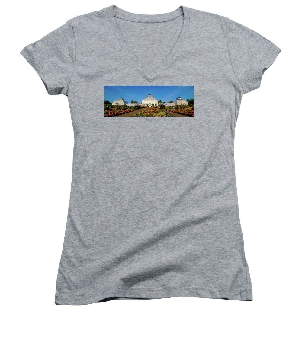 Architecture Women's V-Neck featuring the photograph Botanical Gardens 12636 by Guy Whiteley