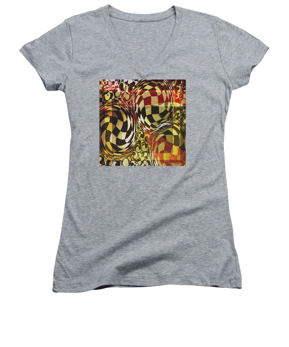 Victor Shelley Women's V-Neck featuring the digital art Boxed In by Victor Shelley