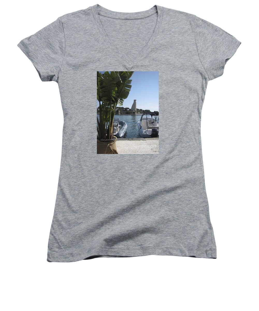 Cityscape Women's V-Neck featuring the photograph Brindisi by the sea in May by Italian Art