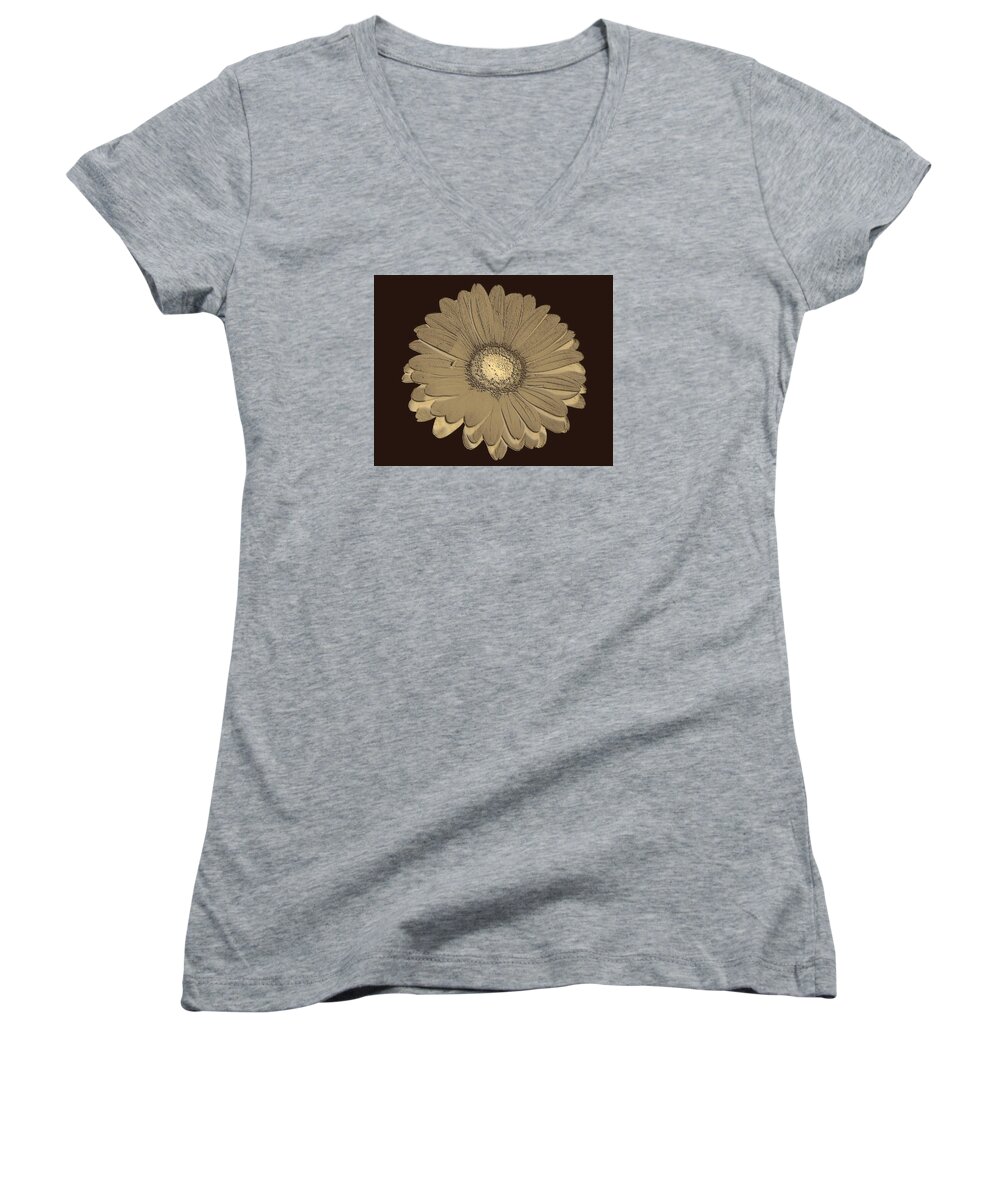 Brown Women's V-Neck featuring the digital art Brown Art by Milena Ilieva
