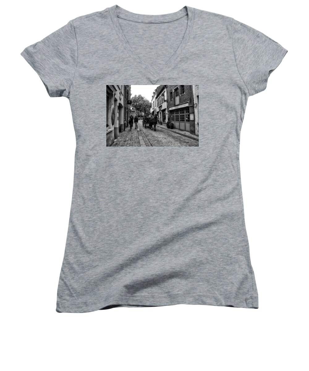 Belgium Women's V-Neck featuring the photograph Bruges BW5 by Ingrid Dendievel