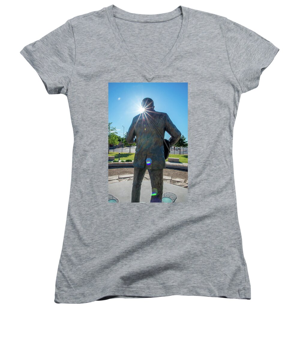 Buddy Holly Women's V-Neck featuring the photograph Buddy Holly 6 by Adam Reinhart