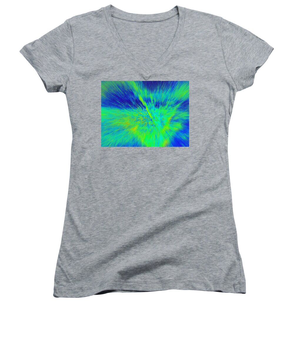 Blue Women's V-Neck featuring the photograph Bursting by Betty-Anne McDonald