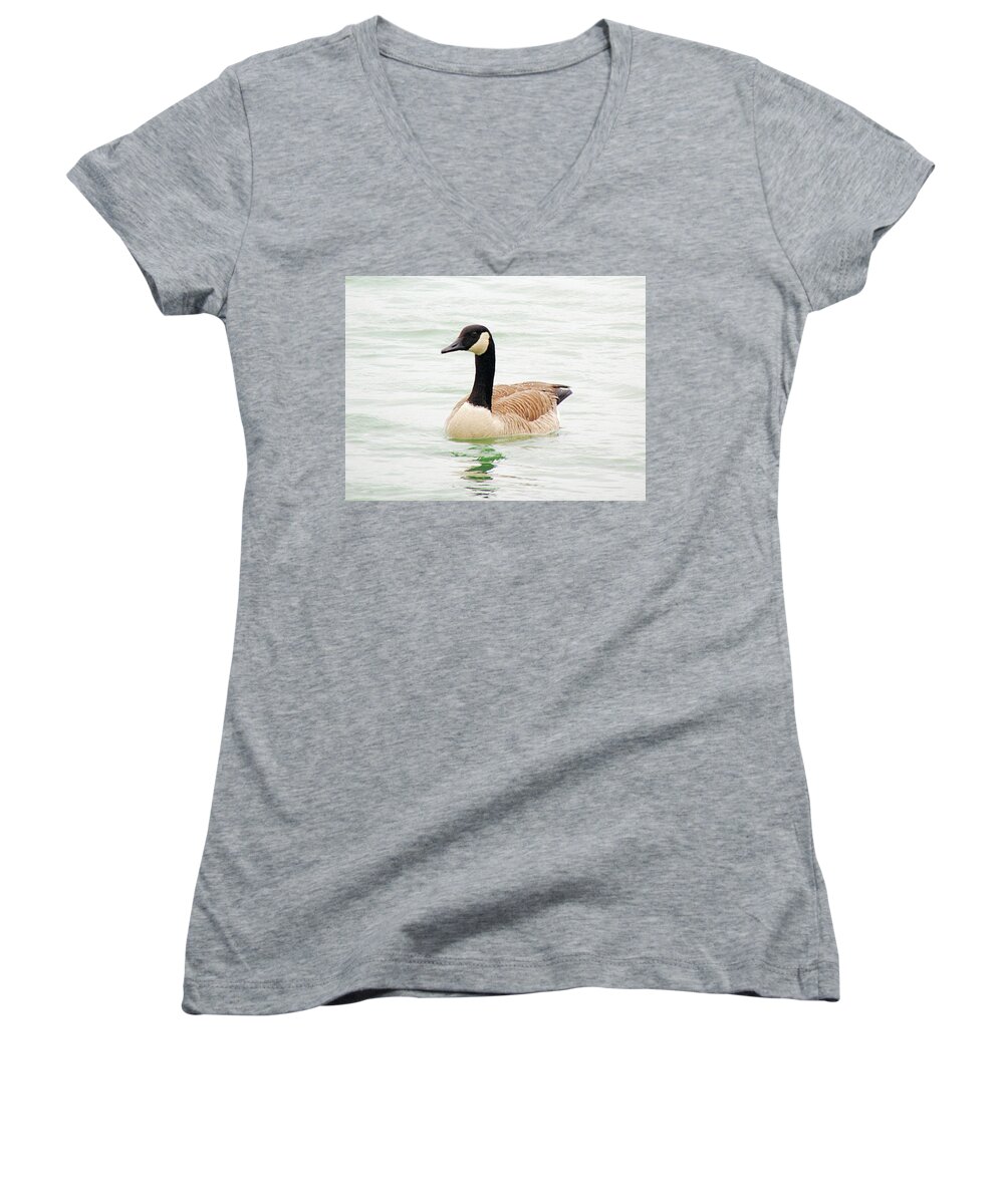  Women's V-Neck featuring the photograph Canada Goose by Loretta Nash