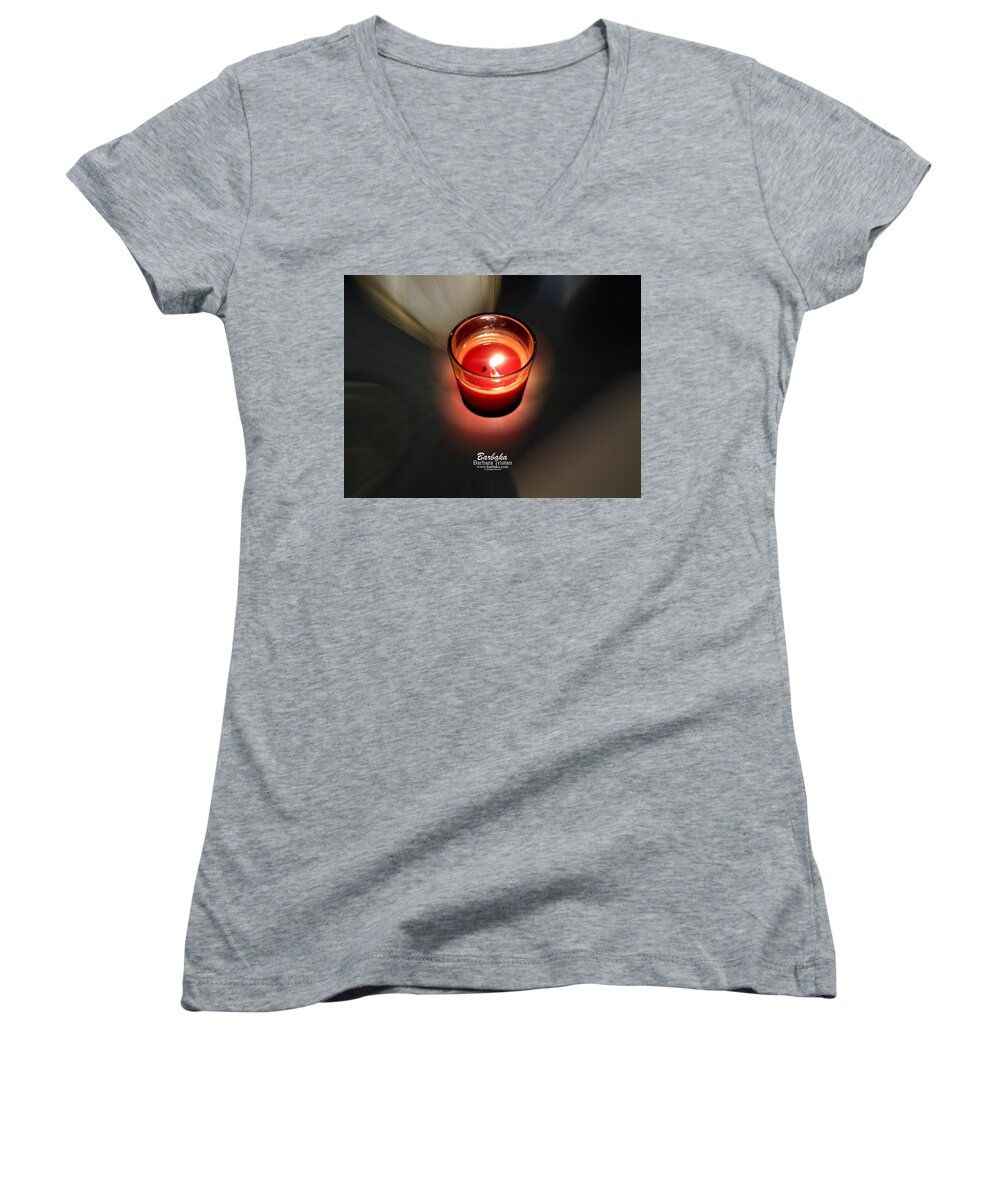 Art Women's V-Neck featuring the photograph Candle Inspired #1173-3 by Barbara Tristan