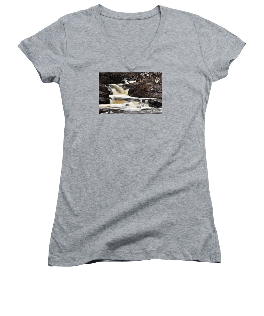 Photography Women's V-Neck featuring the photograph Cascade on the Two Island River by Larry Ricker
