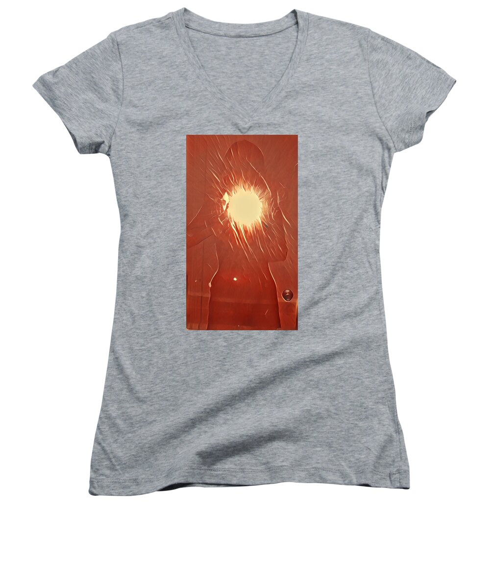🤳 Selfie Women's V-Neck featuring the digital art Catching Fire by Gina Callaghan