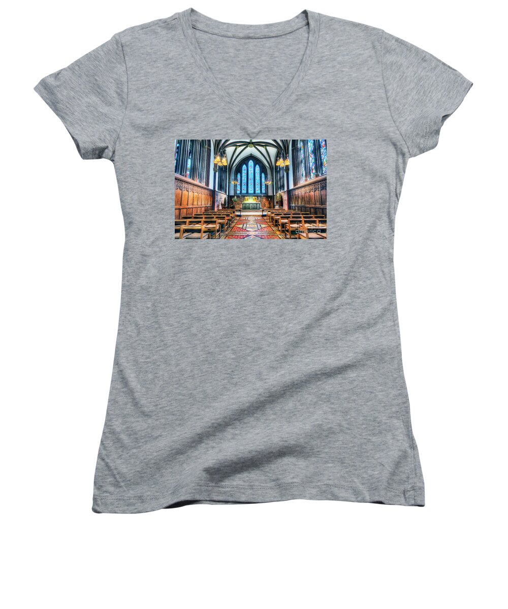 Church Women's V-Neck featuring the photograph Cathedral Glow by Ian Mitchell