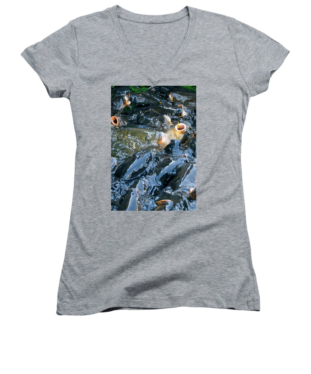 Crowds Women's V-Neck featuring the photograph Caught in the Masses by Anthony Jones