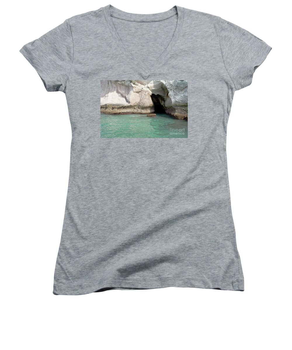 Waves Women's V-Neck featuring the photograph Cave entranve by Yurix Sardinelly