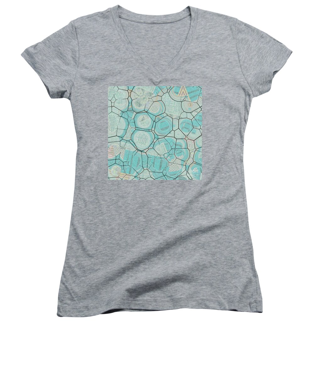 Abstract Women's V-Neck featuring the digital art Cellules - 04c1 by Variance Collections