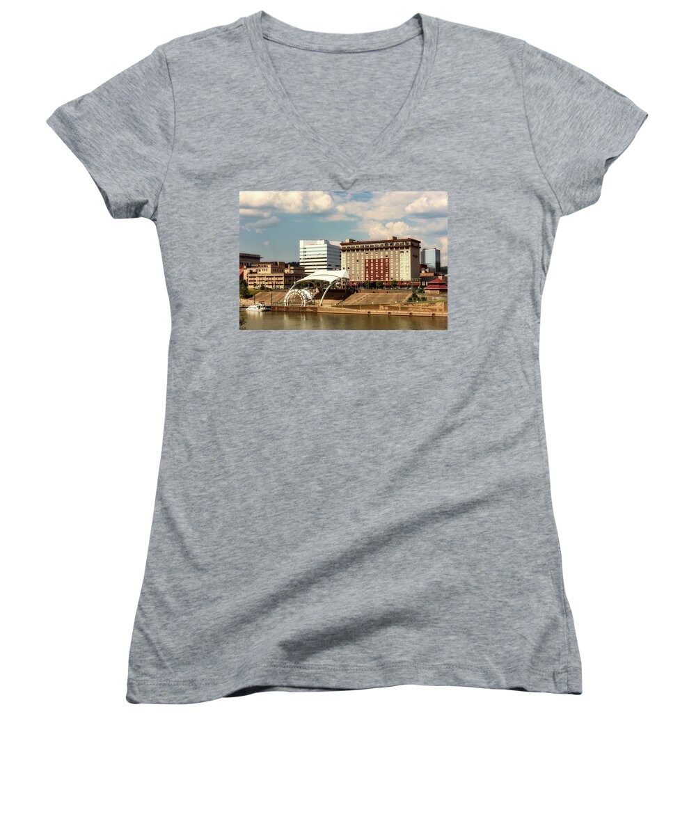 Charleston Women's V-Neck featuring the photograph Charleston West Virginia by Mountain Dreams