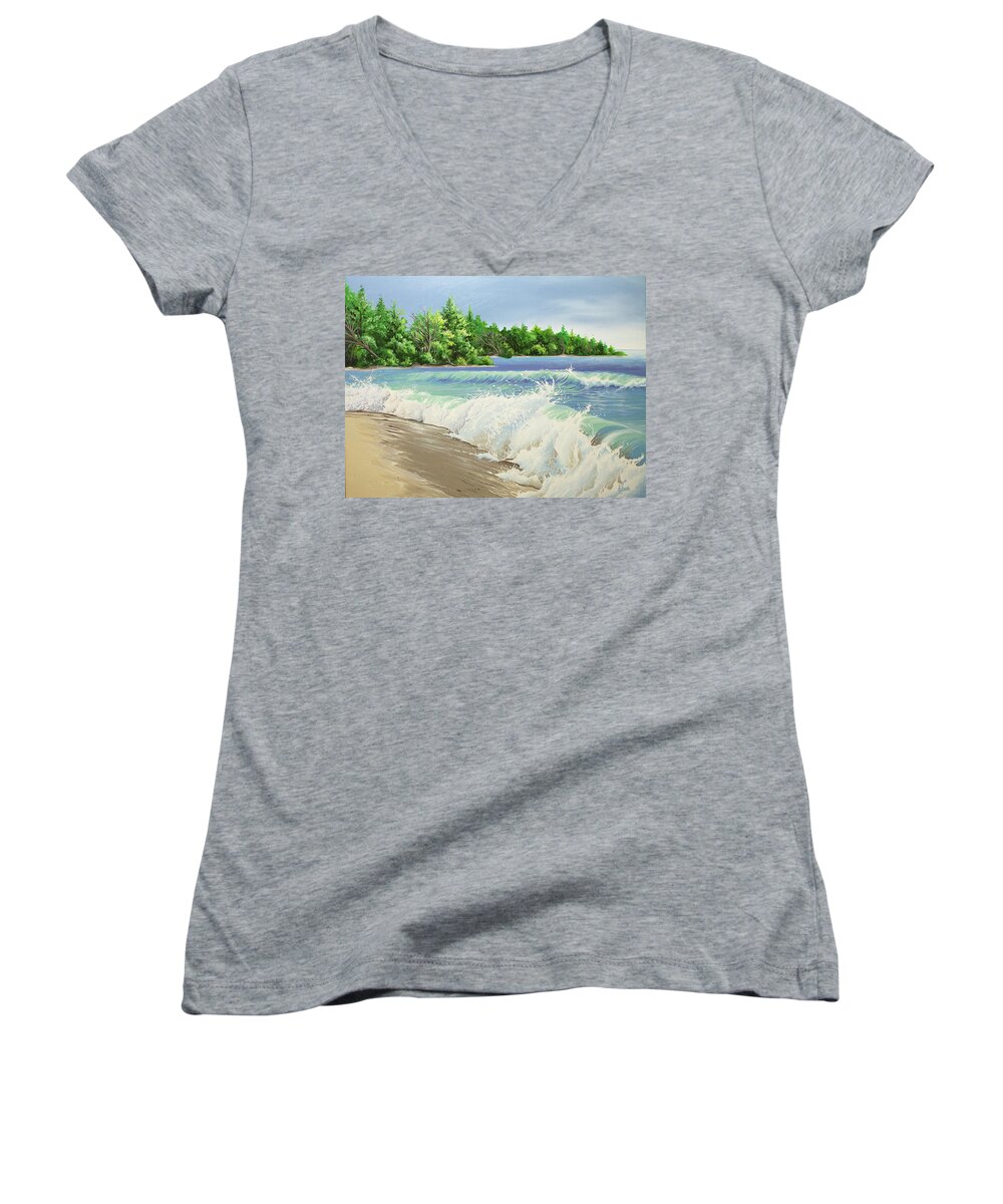 Acrylic Painting Women's V-Neck featuring the painting Churning Sand by William Love