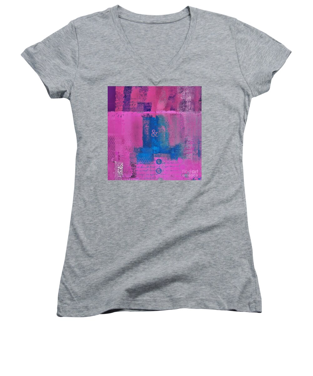 Abstract Women's V-Neck featuring the digital art Classico - s0307d by Variance Collections