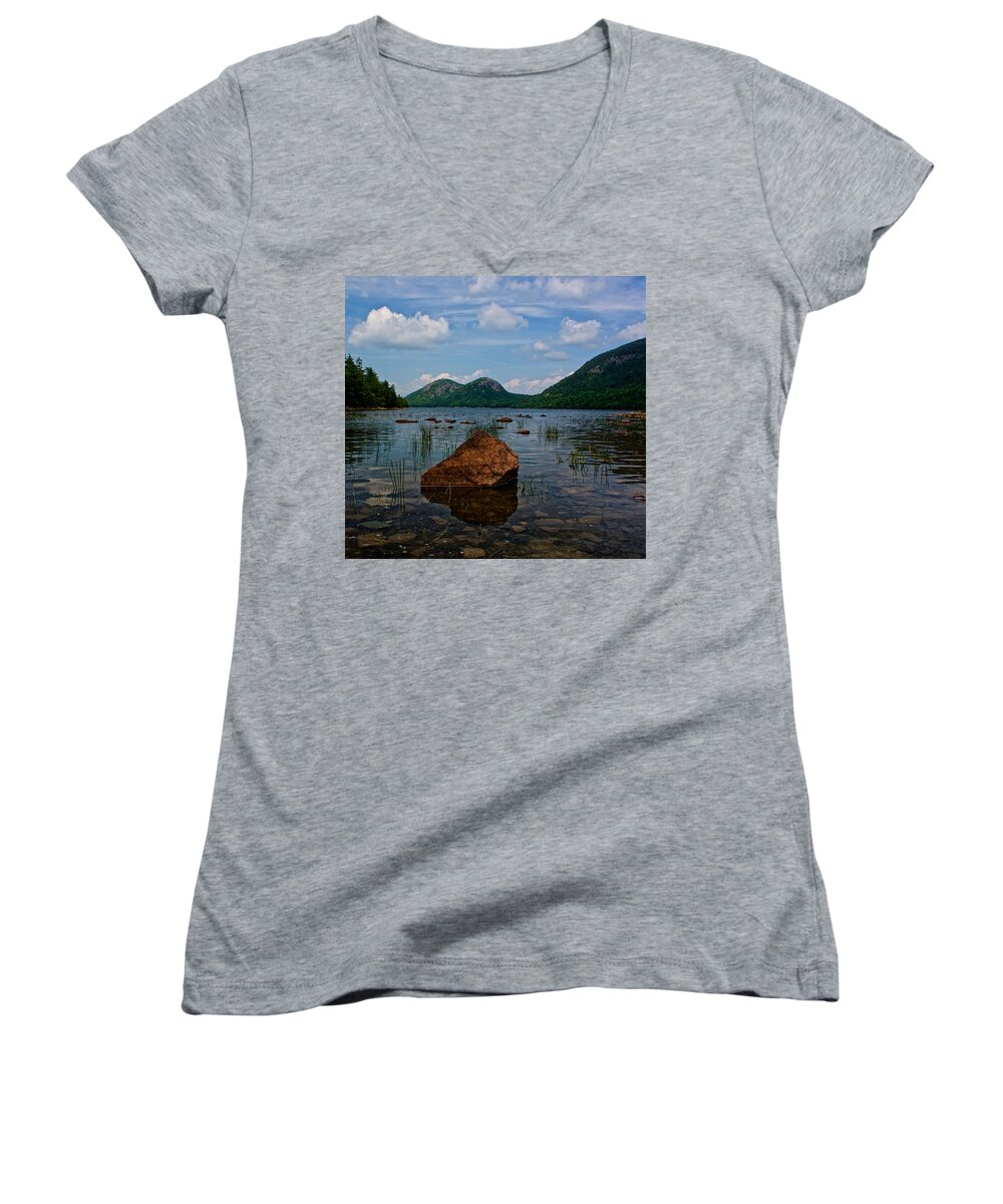 Acadia National Park Women's V-Neck featuring the photograph Clear Waters by Kathi Isserman