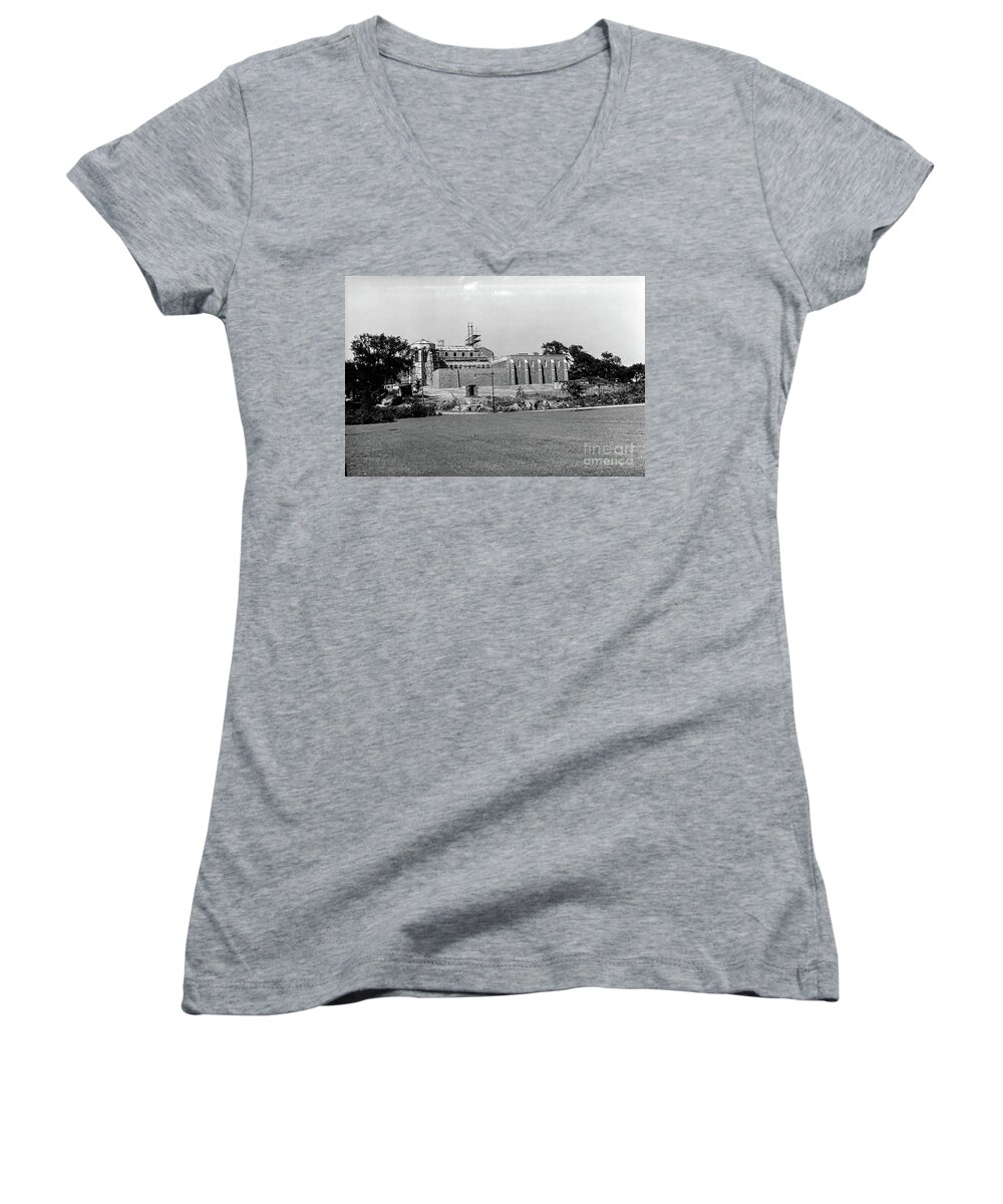 Fort Tryon Women's V-Neck featuring the photograph Cloisters 1937 by Cole Thompson