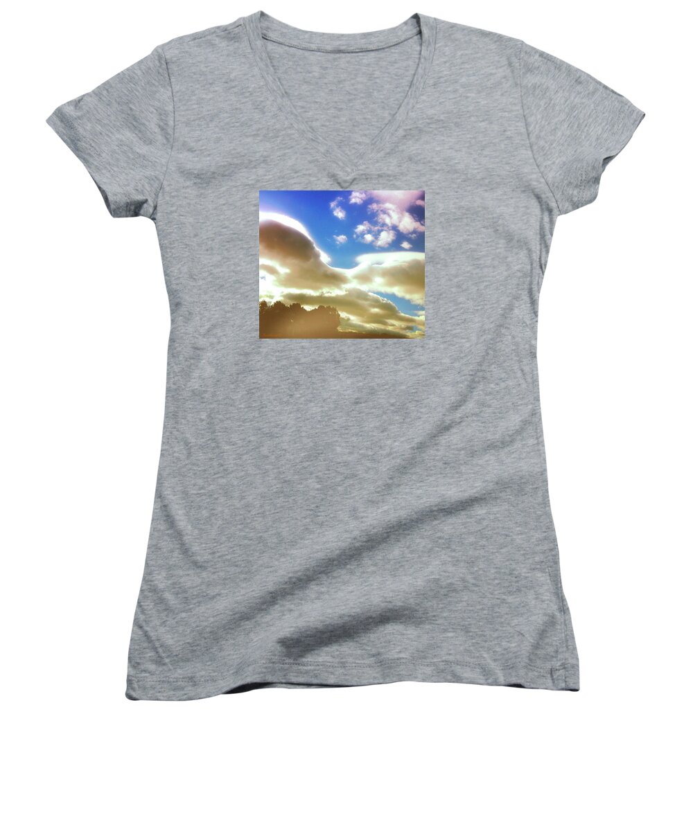 Landscape Women's V-Neck featuring the photograph Cloud Drama Over Sangre de Cristos by Anastasia Savage Ealy