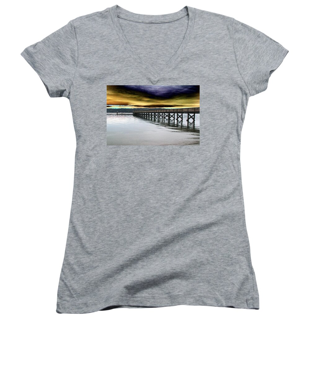 Clouds Women's V-Neck featuring the photograph Clouds Over Illahee by Tim Allen