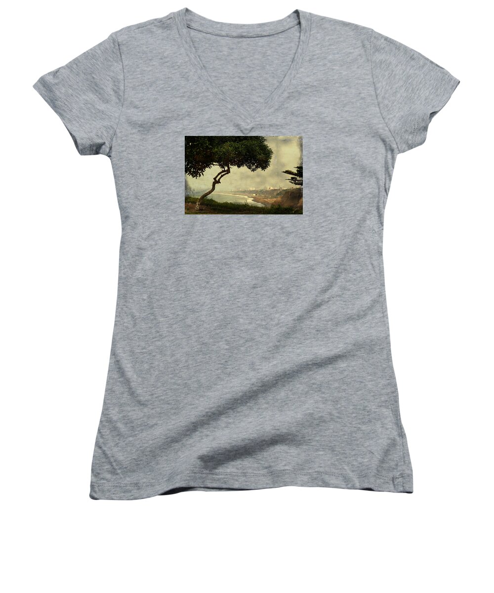 Lima Women's V-Neck featuring the photograph Coastline of Lima, Peru by Kathryn McBride