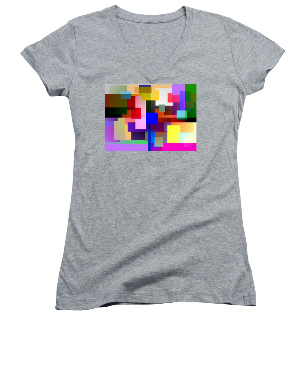 Abstract Women's V-Neck featuring the digital art Color Dimensions by Shelli Fitzpatrick