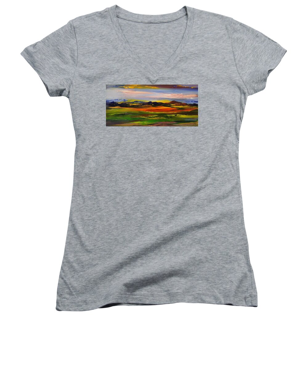 Color Your World Women's V-Neck featuring the painting Color Your World  #58 by Cheryl Nancy Ann Gordon