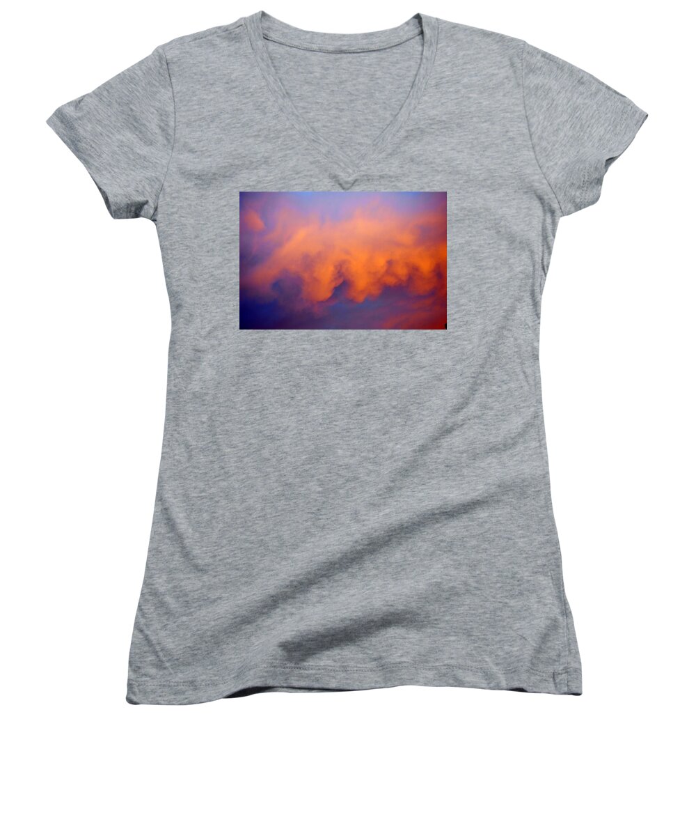 Smoke Women's V-Neck featuring the photograph Colored Smoke by Kathleen Maconachy