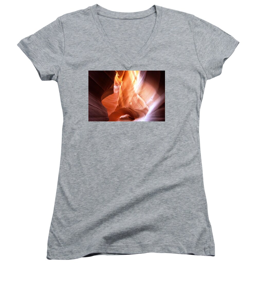 Antilope Canyon Women's V-Neck featuring the photograph Colors by Julia Ivanovna Willhite