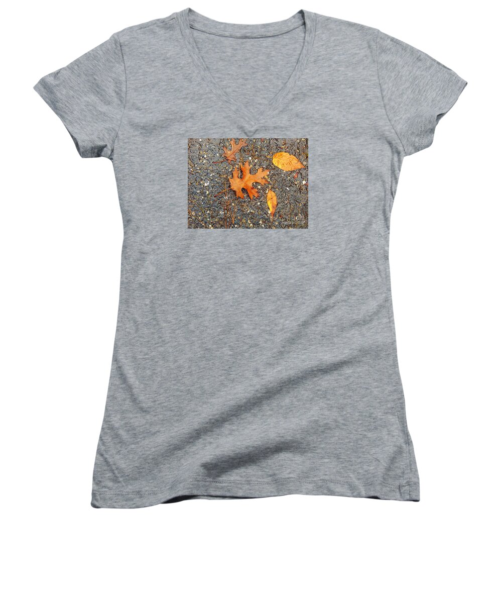 Leaves Women's V-Neck featuring the photograph Colors of Autumn in Montreal by Reb Frost