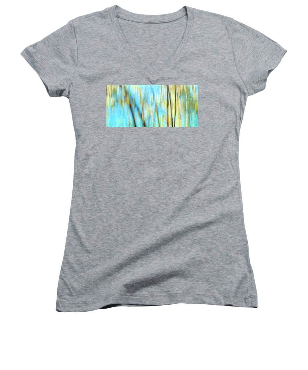 Abstract Women's V-Neck featuring the photograph Columbia River Abstract by Theresa Tahara