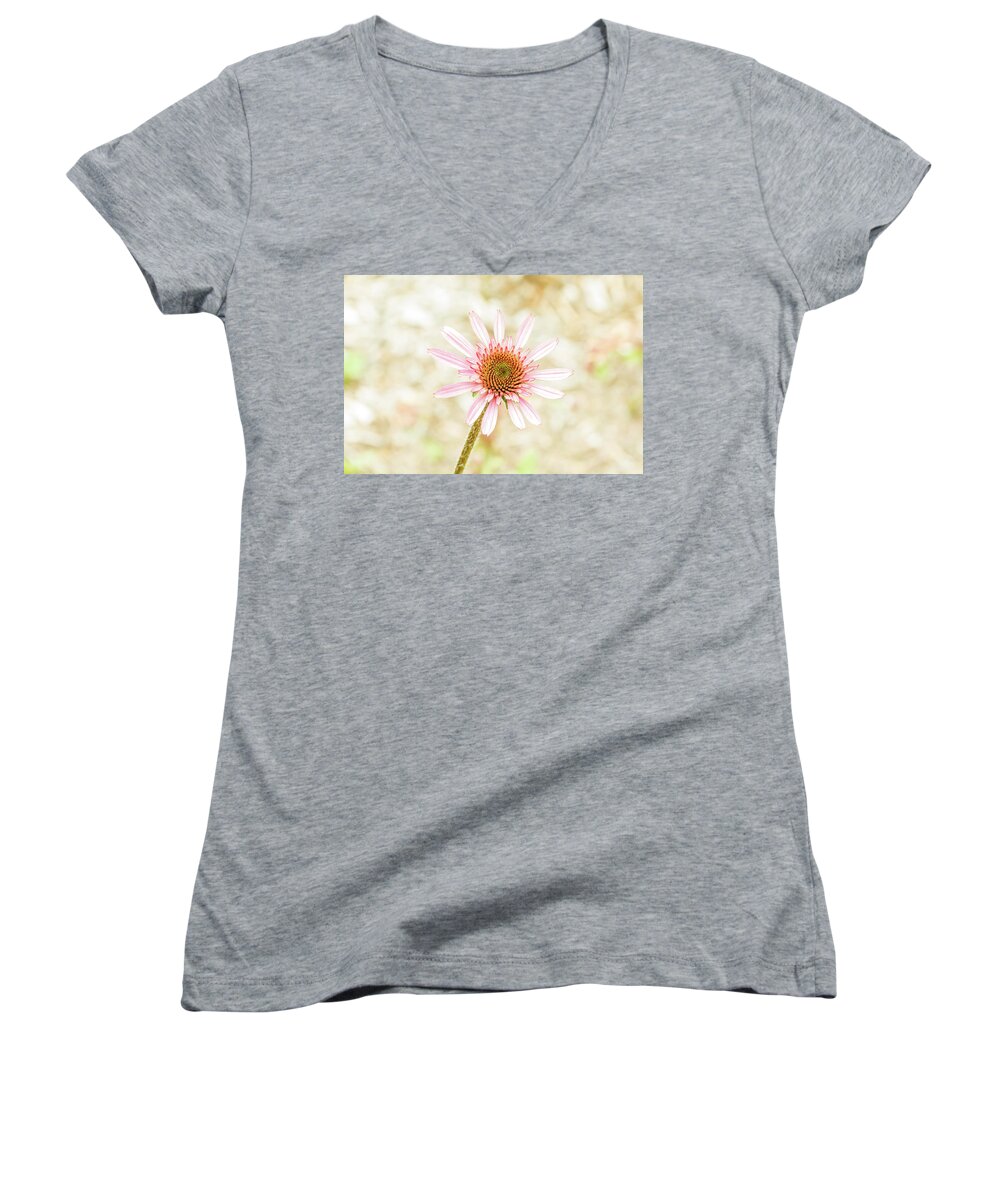 Jay Stockhaus Women's V-Neck featuring the photograph Cone Flower by Jay Stockhaus