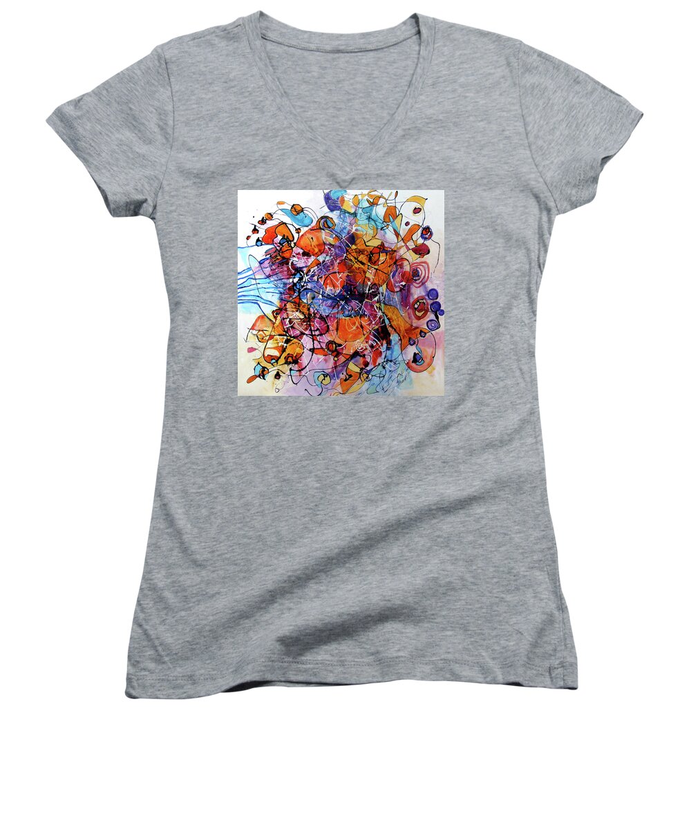 Abstract Women's V-Neck featuring the photograph Confetti by Elena Bissinger
