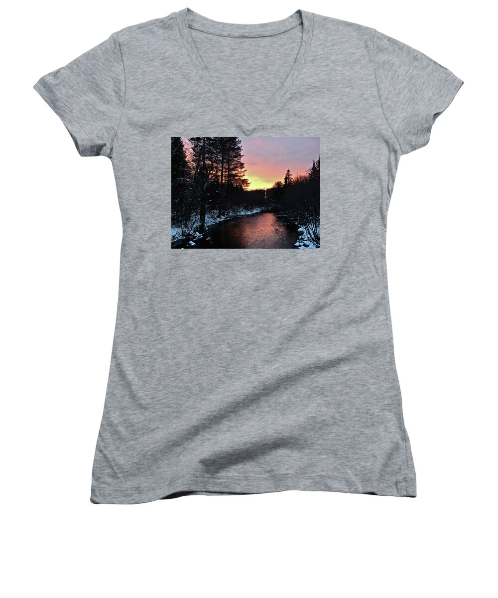  Women's V-Neck featuring the photograph Cook's Run by Dan Hefle