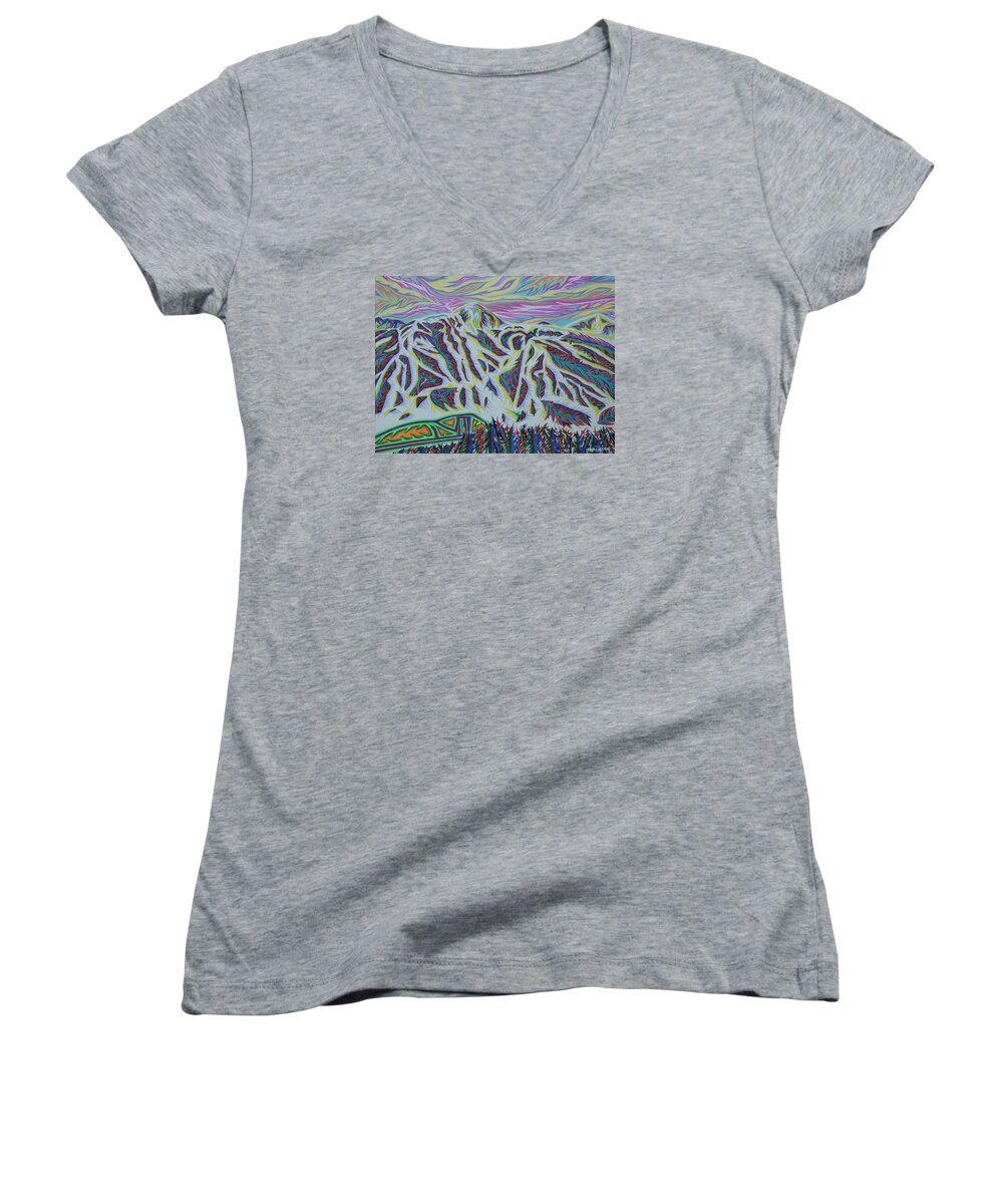 Landscape Women's V-Neck featuring the painting Copper Mountain by Robert SORENSEN