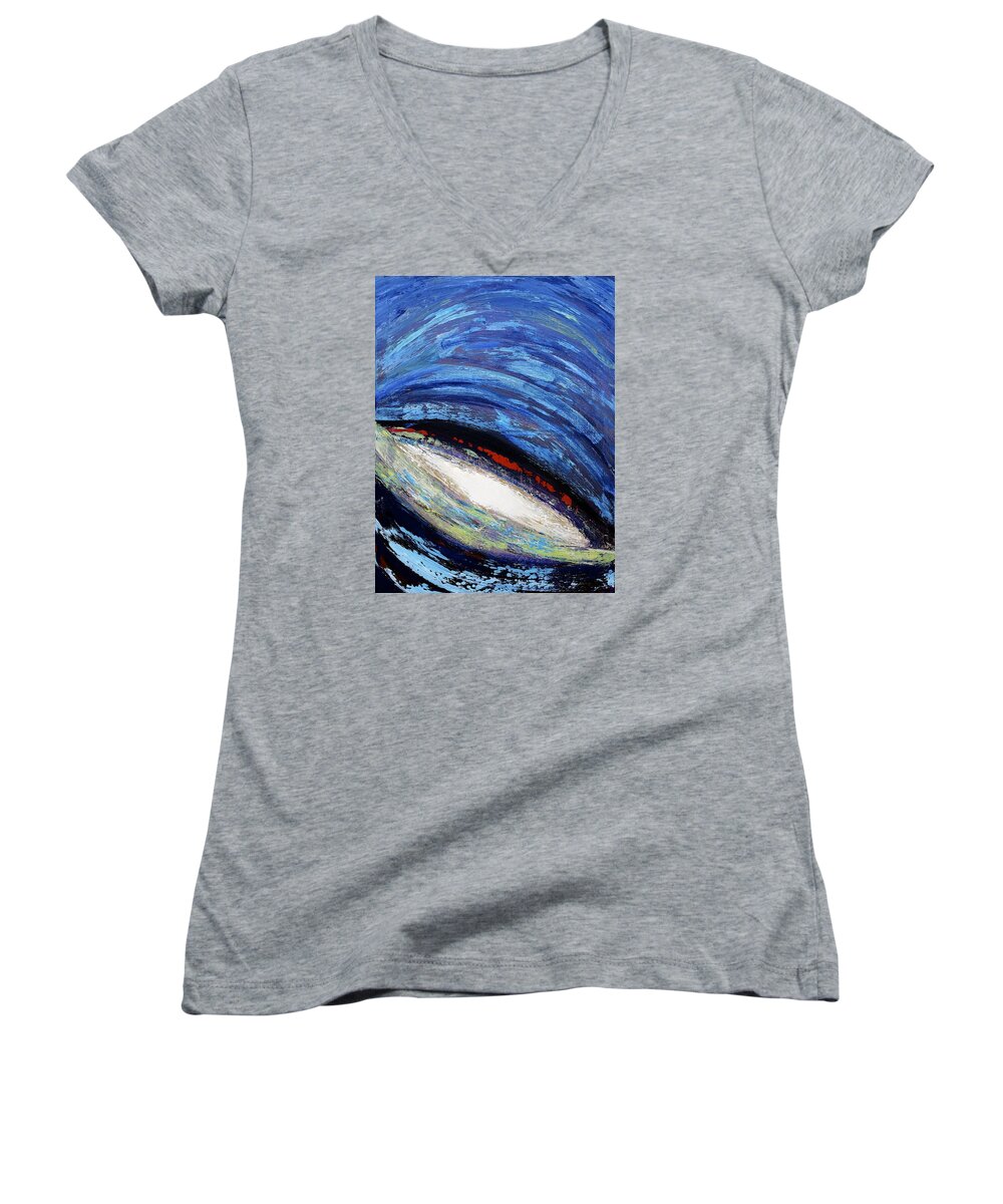Abstract. Blues Women's V-Neck featuring the painting Core by Dick Bourgault