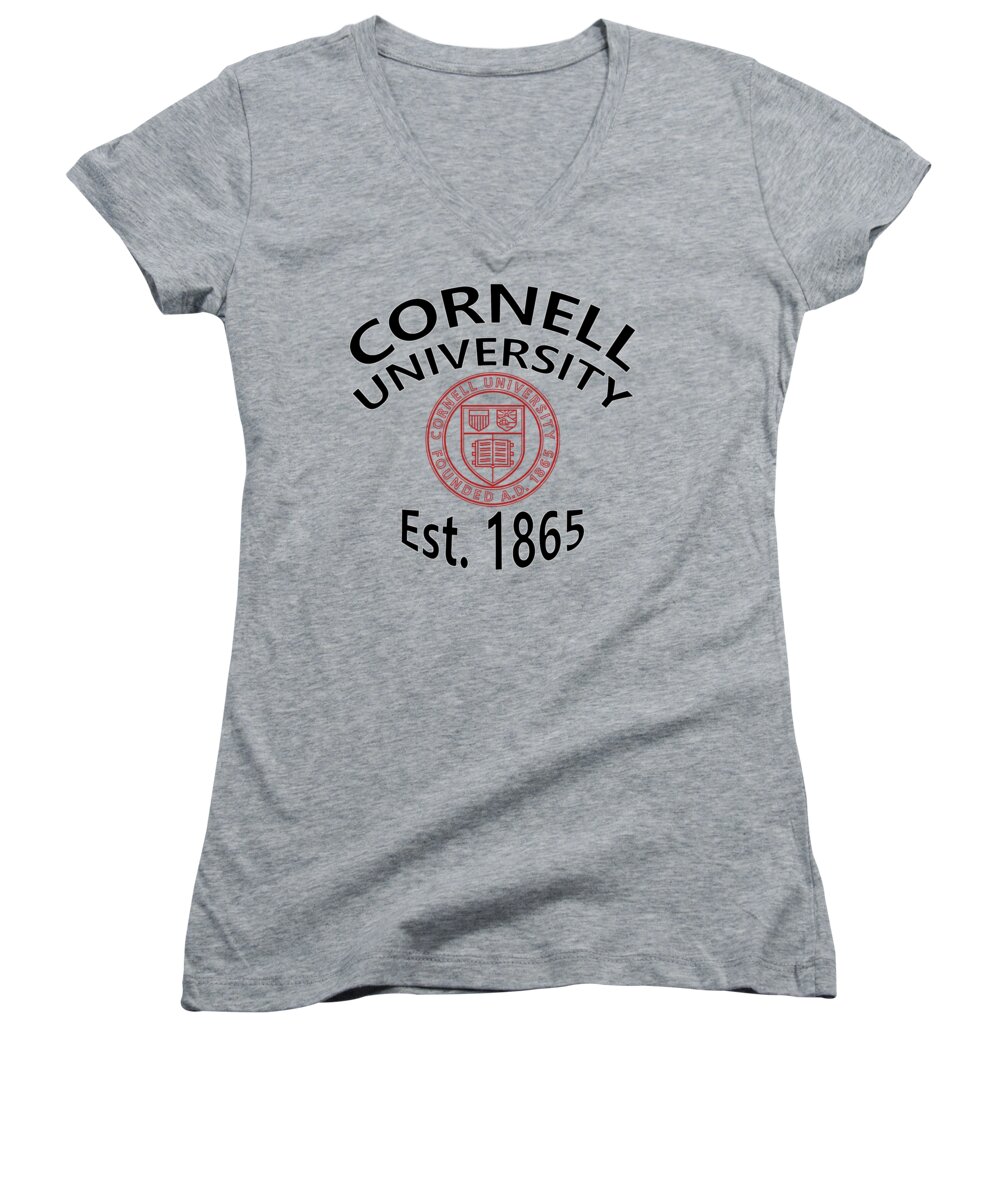 Cornell University Women's V-Neck featuring the digital art Cornell University Est 1865 by Movie Poster Prints