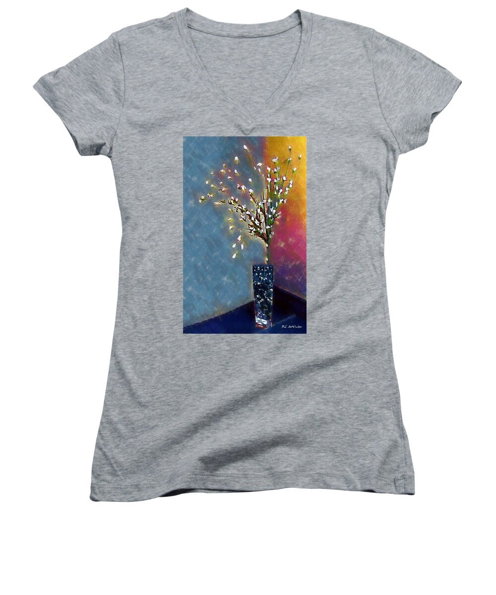 Still Life Women's V-Neck featuring the painting Cornered by RC DeWinter