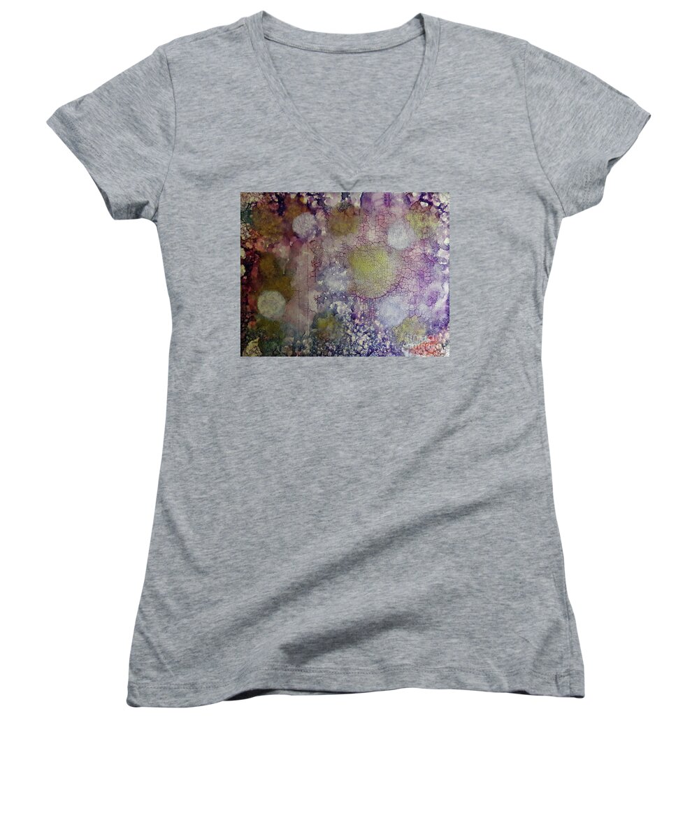 Alcohol Women's V-Neck featuring the painting Cracked Lights by Terri Mills