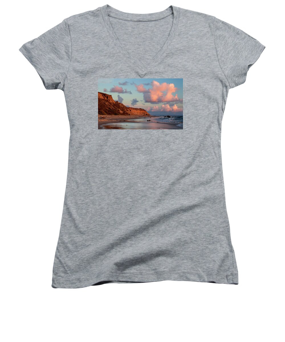 Newport Beach Women's V-Neck featuring the photograph Crystal Cove Reflections by Cliff Wassmann