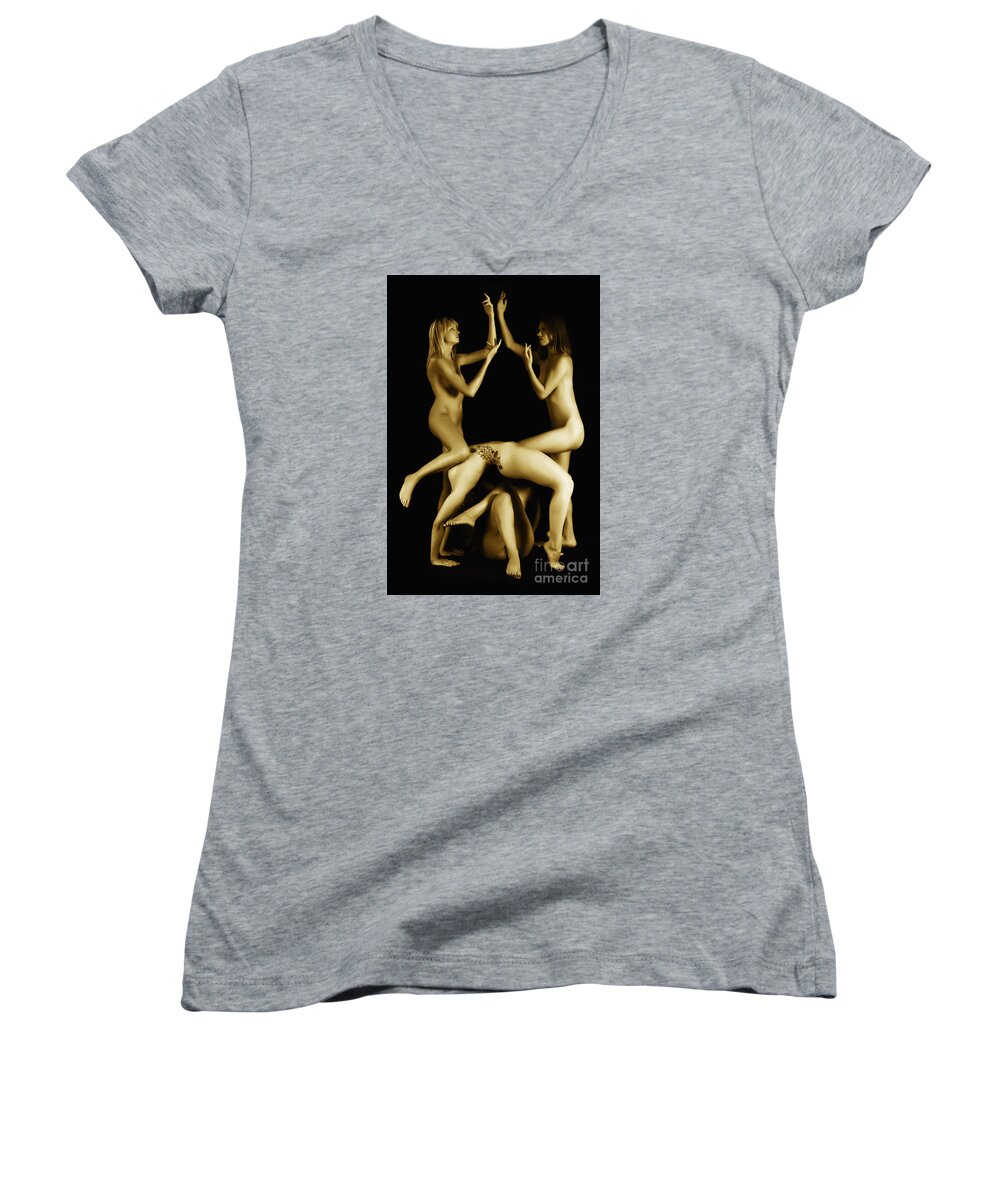 Artistic Women's V-Neck featuring the photograph Cuatro Chica by Robert WK Clark