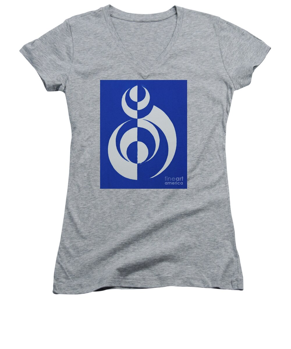 Blue Women's V-Neck featuring the mixed media Dancer by AnnaJo Vahle
