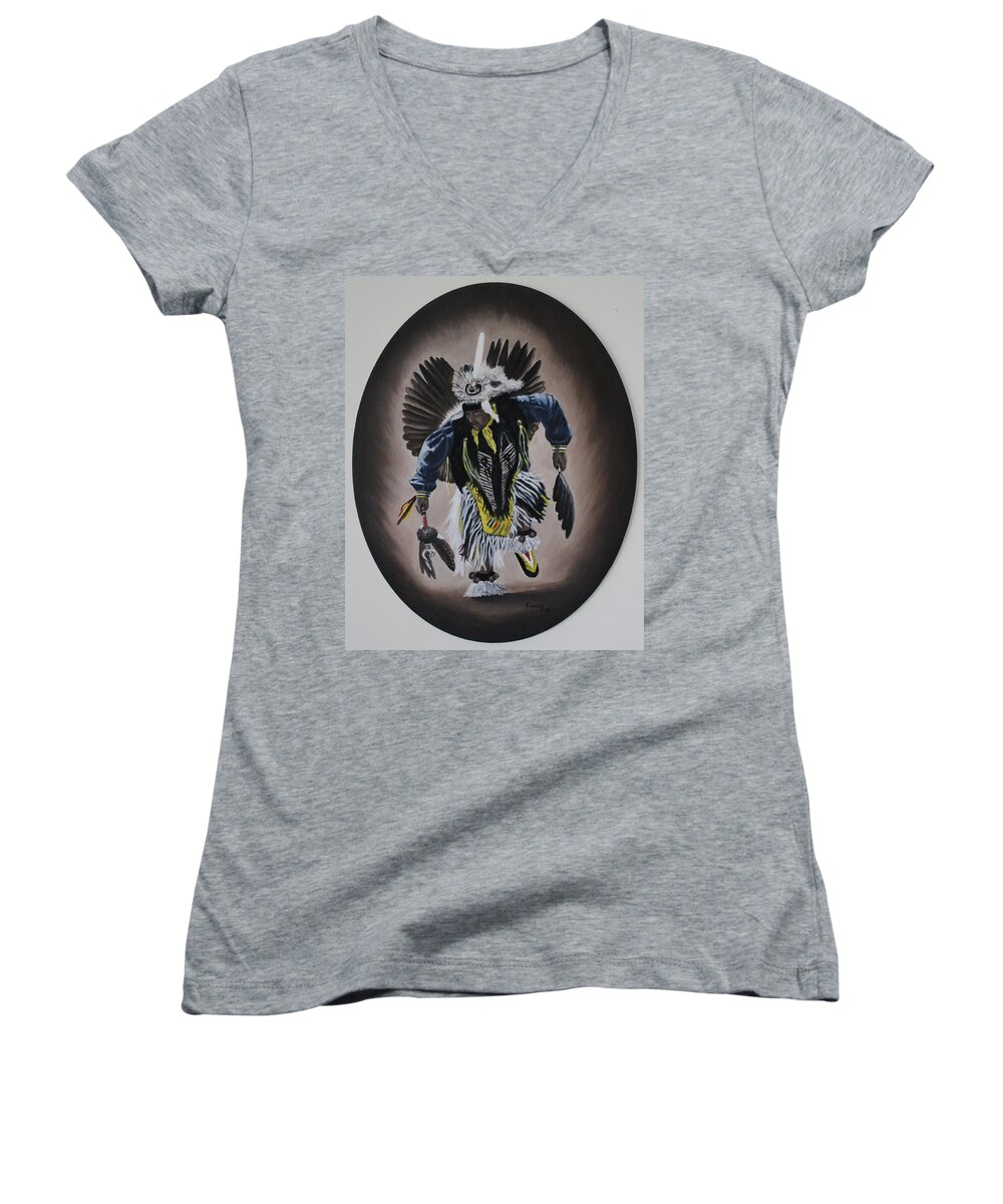 Michael Women's V-Neck featuring the painting Dancing In The Spirit by Michael TMAD Finney