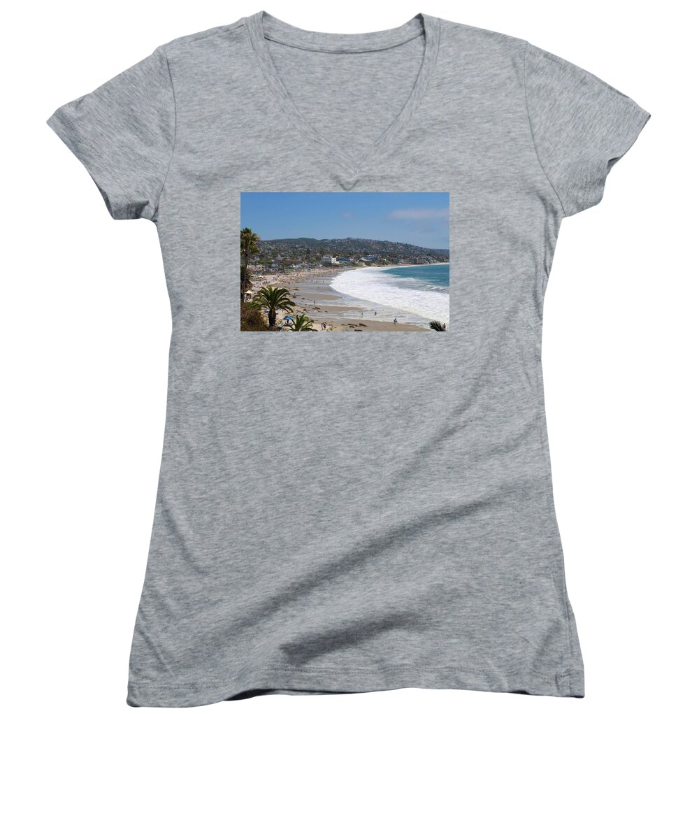 Laguna Women's V-Neck featuring the photograph Day On The Beach by Brian Eberly