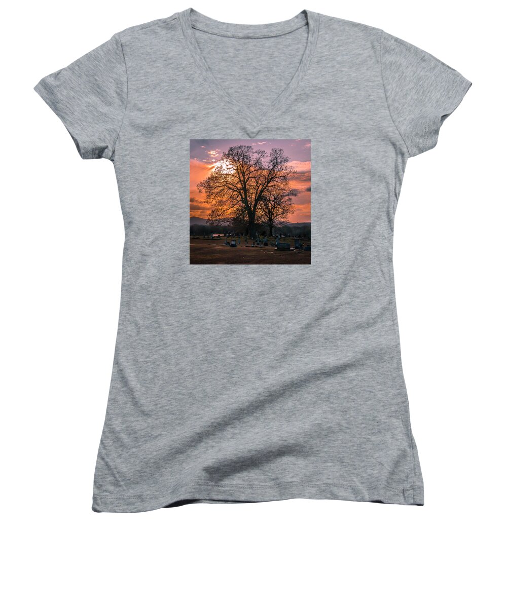 Southern Gothic Women's V-Neck featuring the photograph Day's End by James L Bartlett